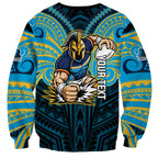 Custom Gold Coast Titans Sweatshirt Titan Warrior Polynesia Islander Rugby Mascot