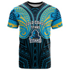 Custom Gold Coast Titans T Shirt Titan Warrior Polynesia Islander Rugby Mascot