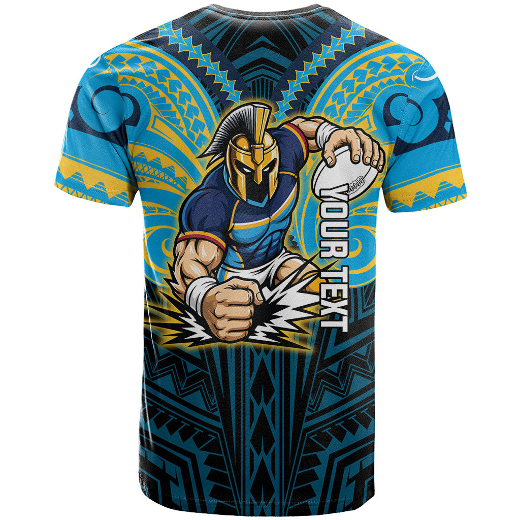 Custom Gold Coast Titans T Shirt Titan Warrior Polynesia Islander Rugby Mascot