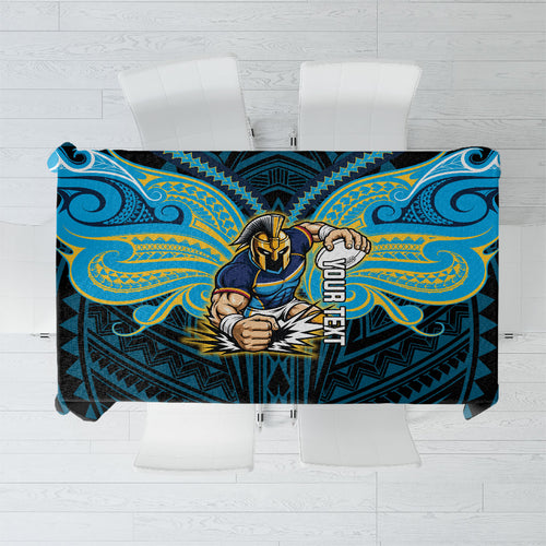 Custom Gold Coast Titans Tablecloth Titan Warrior Polynesia Islander Rugby Mascot