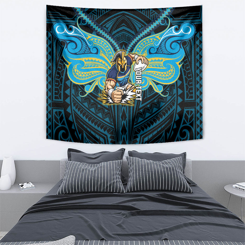 Custom Gold Coast Titans Tapestry Titan Warrior Polynesia Islander Rugby Mascot