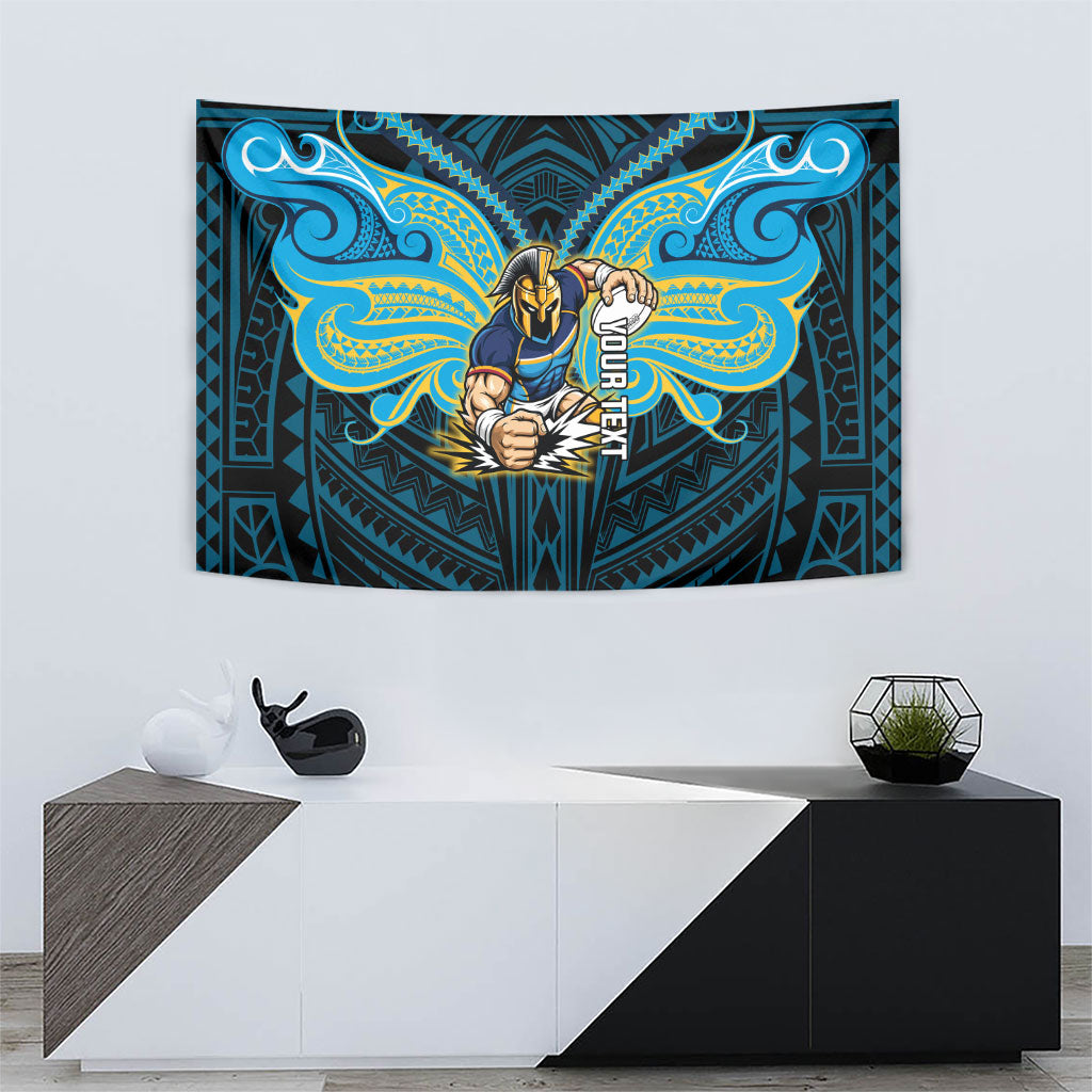 Custom Gold Coast Titans Tapestry Titan Warrior Polynesia Islander Rugby Mascot
