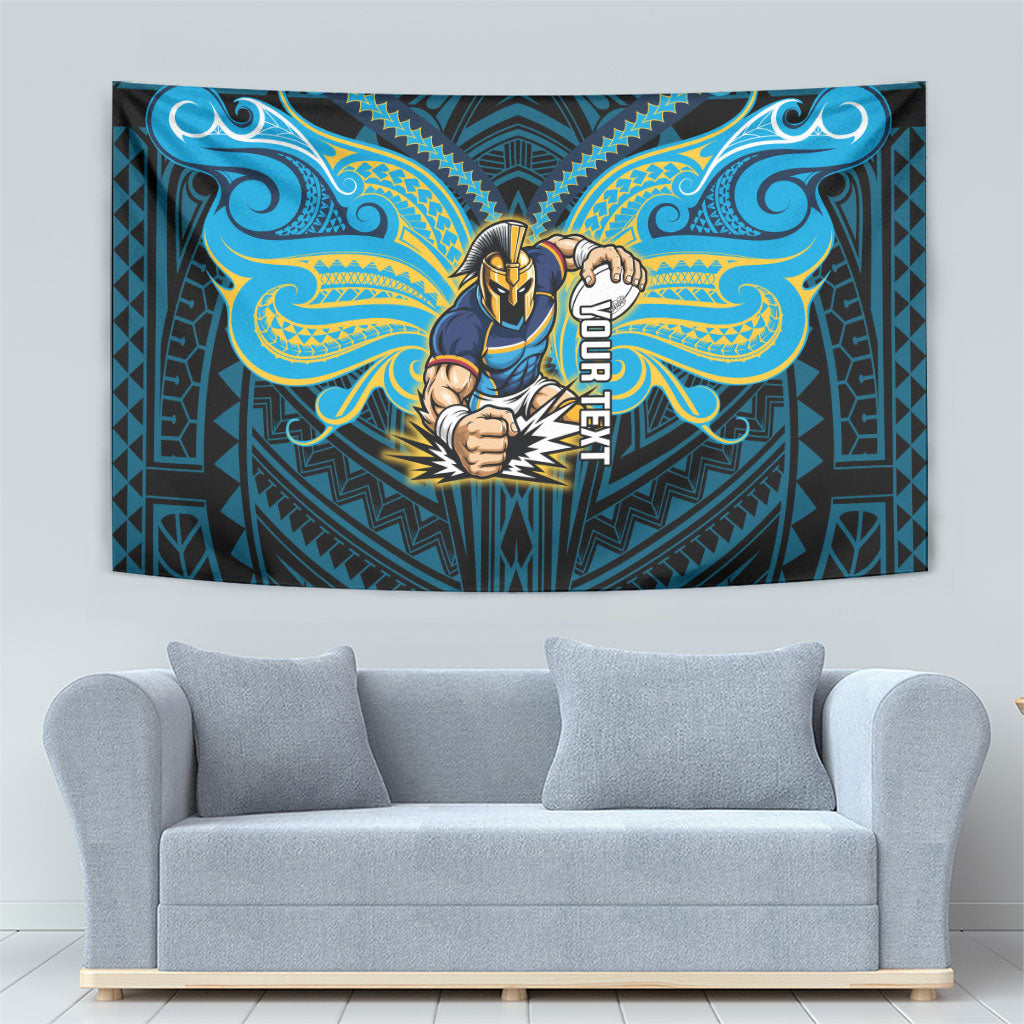 Custom Gold Coast Titans Tapestry Titan Warrior Polynesia Islander Rugby Mascot