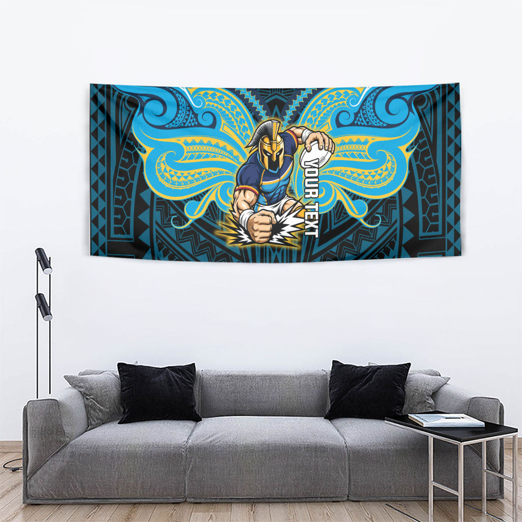 Custom Gold Coast Titans Tapestry Titan Warrior Polynesia Islander Rugby Mascot