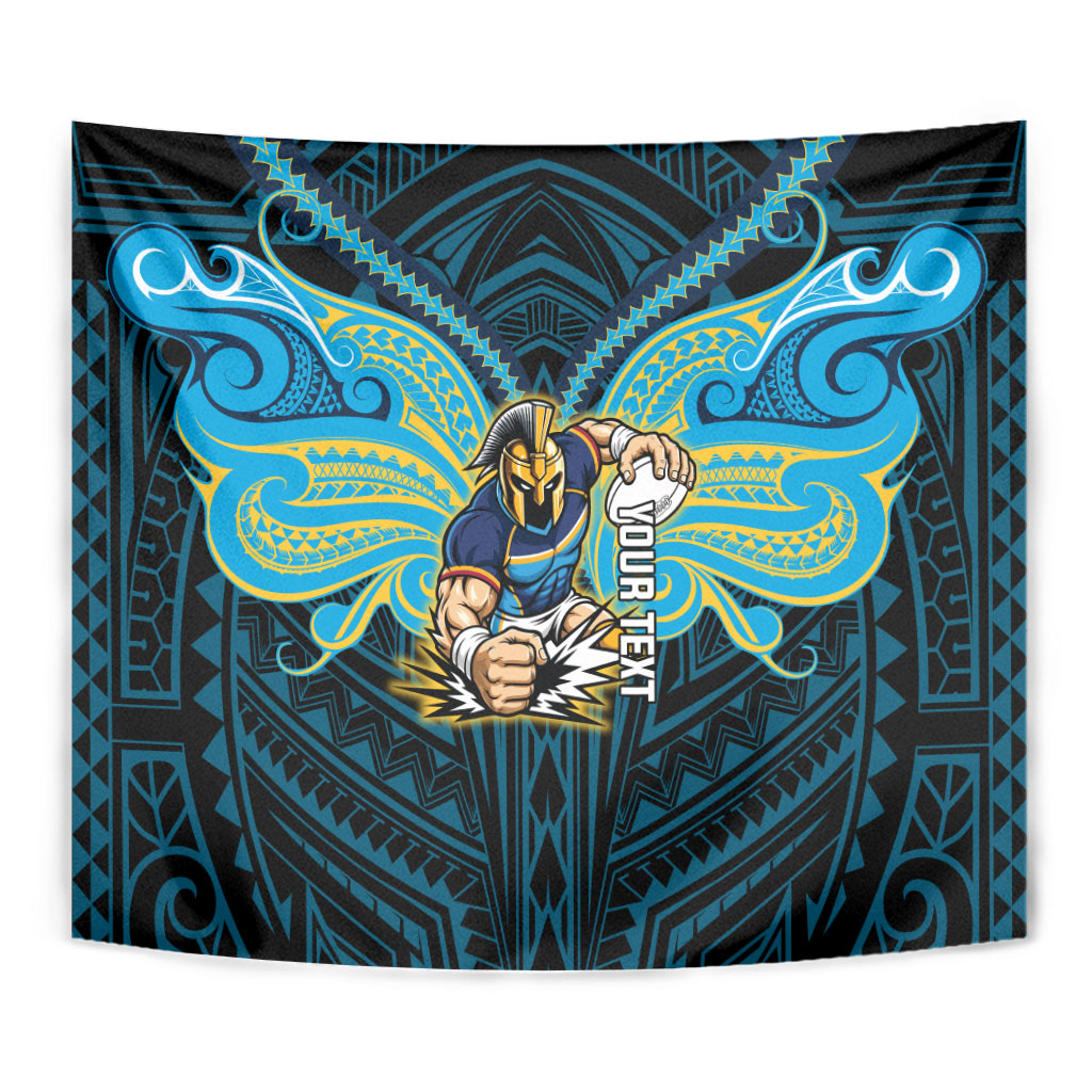 Custom Gold Coast Titans Tapestry Titan Warrior Polynesia Islander Rugby Mascot