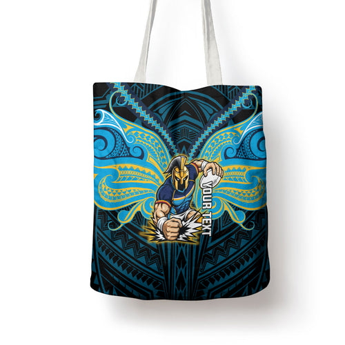 Custom Gold Coast Titans Tote Bag Titan Warrior Polynesia Islander Rugby Mascot