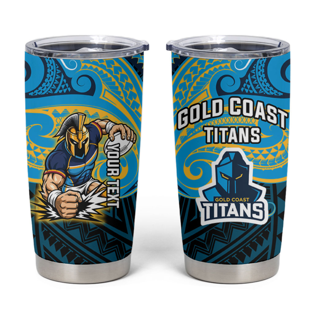 Custom Gold Coast Titans Tumbler Cup Titan Warrior Polynesia Islander Rugby Mascot