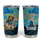 Custom Gold Coast Titans Tumbler Cup Titan Warrior Polynesia Islander Rugby Mascot