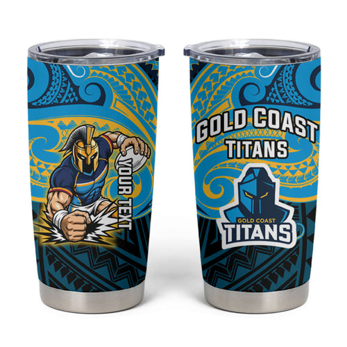 Custom Gold Coast Titans Tumbler Cup Titan Warrior Polynesia Islander Rugby Mascot