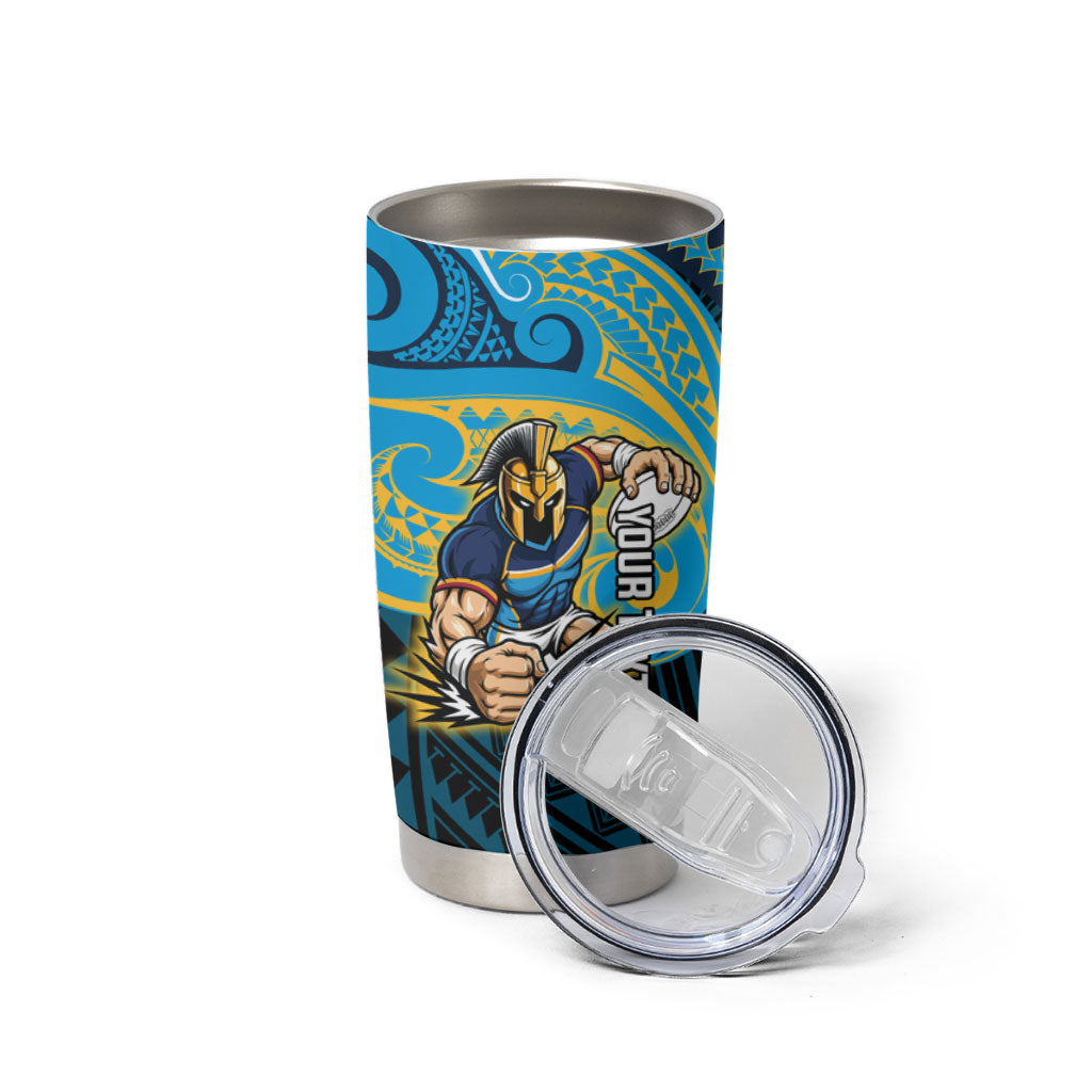 Custom Gold Coast Titans Tumbler Cup Titan Warrior Polynesia Islander Rugby Mascot