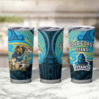 Custom Gold Coast Titans Tumbler Cup Titan Warrior Polynesia Islander Rugby Mascot