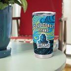 Custom Gold Coast Titans Tumbler Cup Titan Warrior Polynesia Islander Rugby Mascot