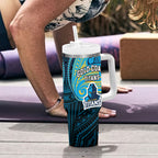 Custom Gold Coast Titans Tumbler With Handle Titan Warrior Polynesia Islander Rugby Mascot