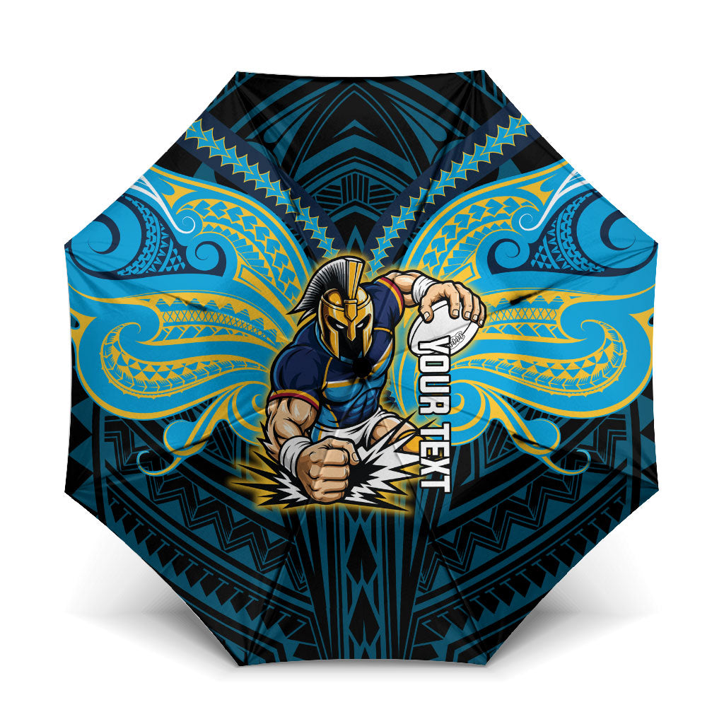 Custom Gold Coast Titans Umbrella Titan Warrior Polynesia Islander Rugby Mascot