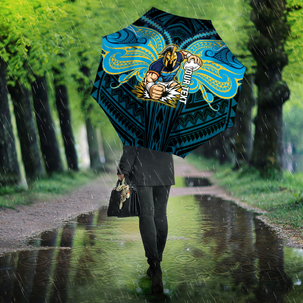 Custom Gold Coast Titans Umbrella Titan Warrior Polynesia Islander Rugby Mascot