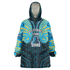 Custom Gold Coast Titans Wearable Blanket Hoodie Titan Warrior Polynesia Islander Rugby Mascot