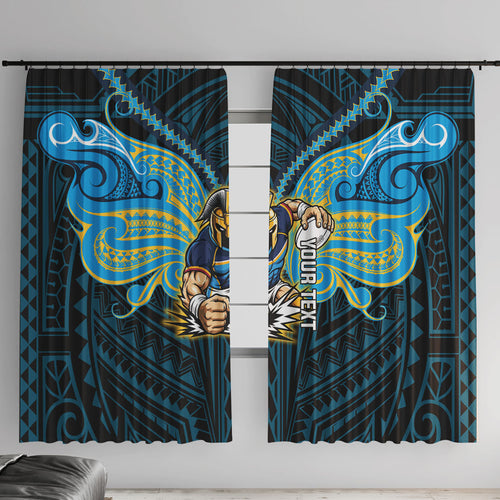 Custom Gold Coast Titans Window Curtain Titan Warrior Polynesia Islander Rugby Mascot