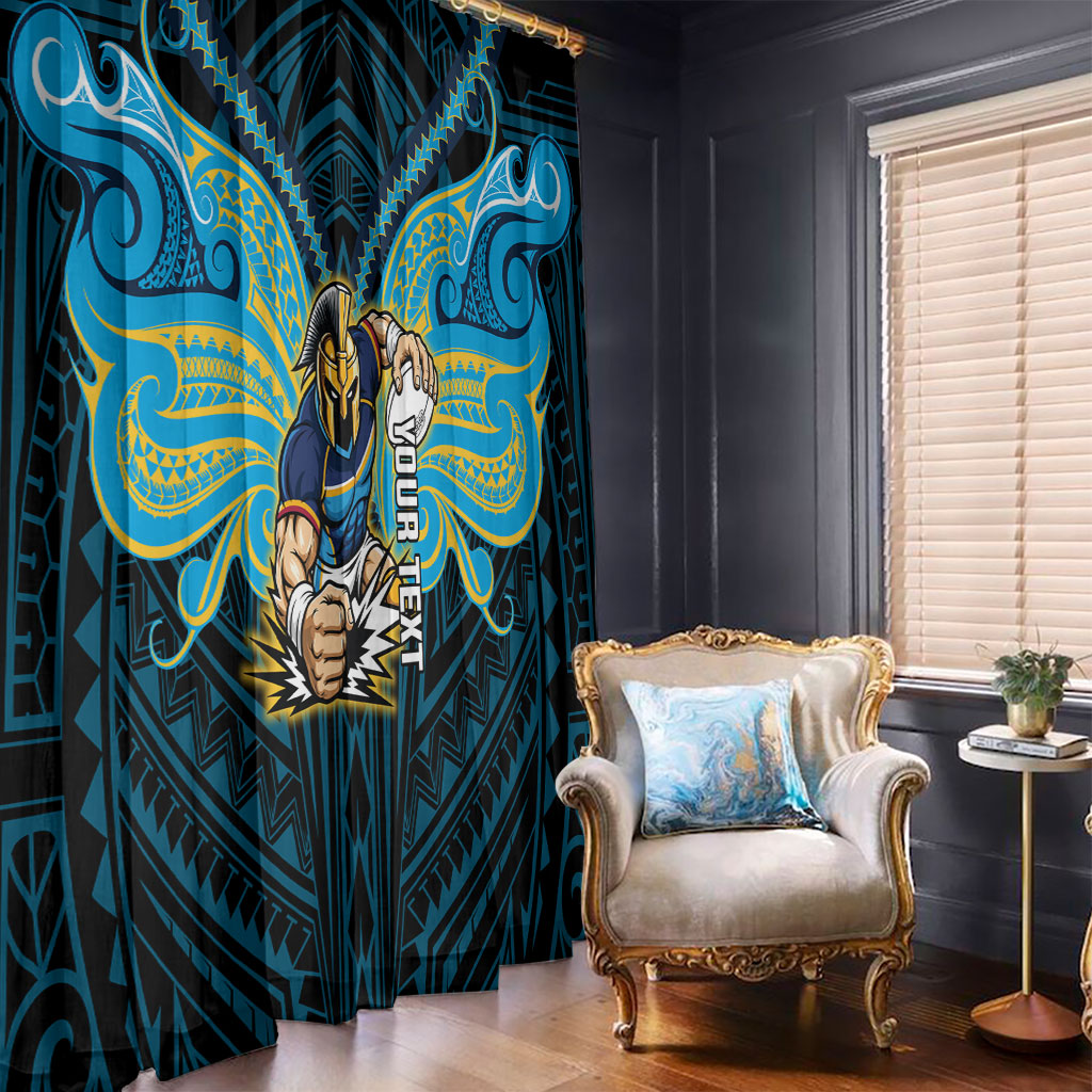 Custom Gold Coast Titans Window Curtain Titan Warrior Polynesia Islander Rugby Mascot