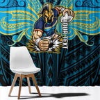 Custom Gold Coast Titans Window Curtain Titan Warrior Polynesia Islander Rugby Mascot
