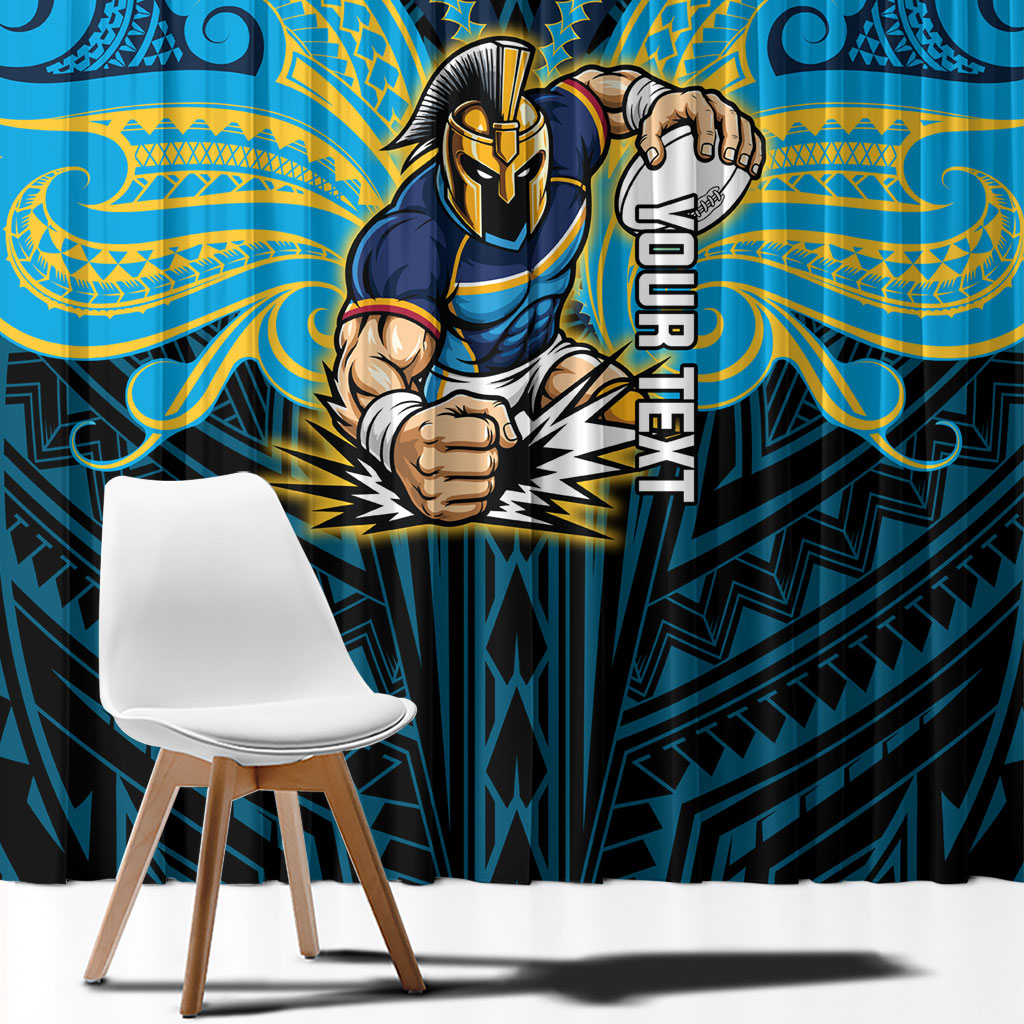 Custom Gold Coast Titans Window Curtain Titan Warrior Polynesia Islander Rugby Mascot