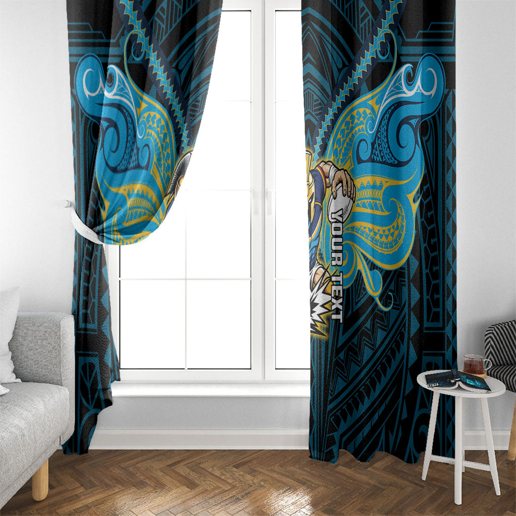 Custom Gold Coast Titans Window Curtain Titan Warrior Polynesia Islander Rugby Mascot