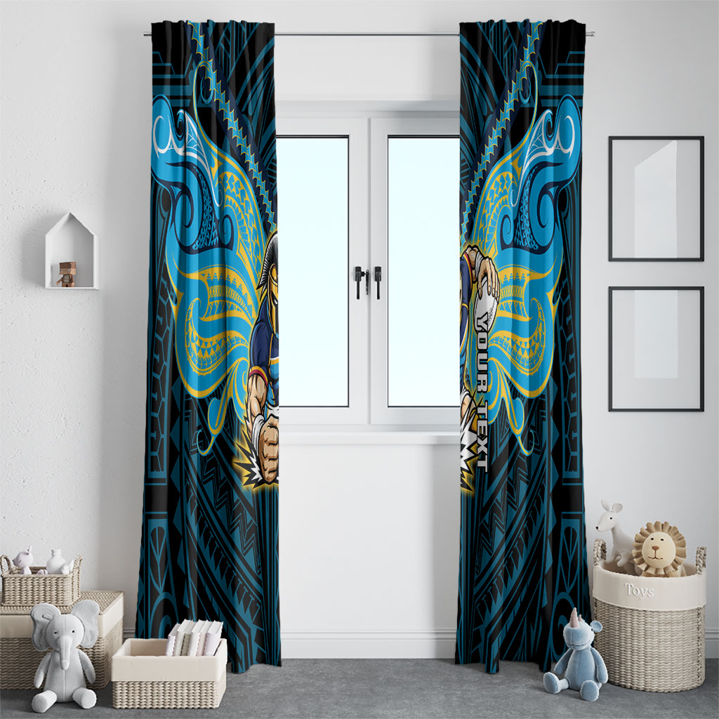 Custom Gold Coast Titans Window Curtain Titan Warrior Polynesia Islander Rugby Mascot