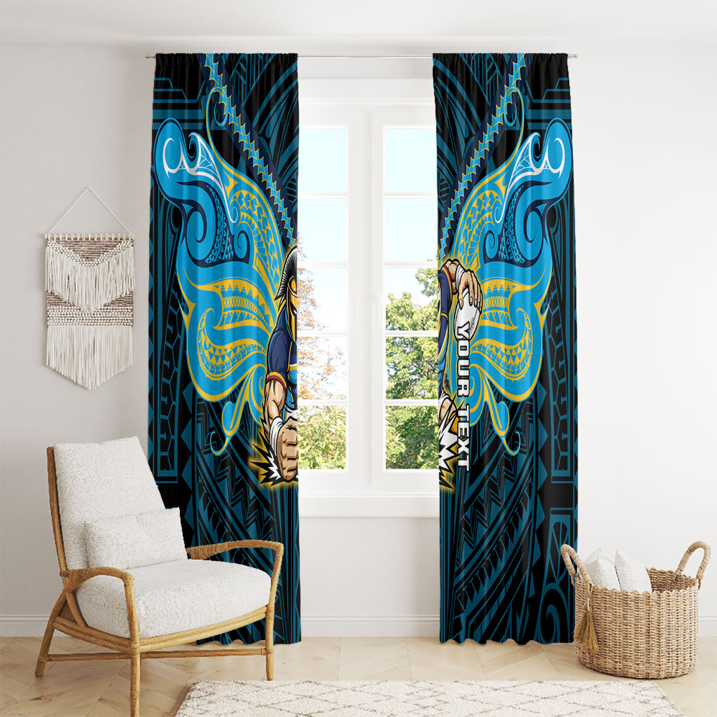 Custom Gold Coast Titans Window Curtain Titan Warrior Polynesia Islander Rugby Mascot