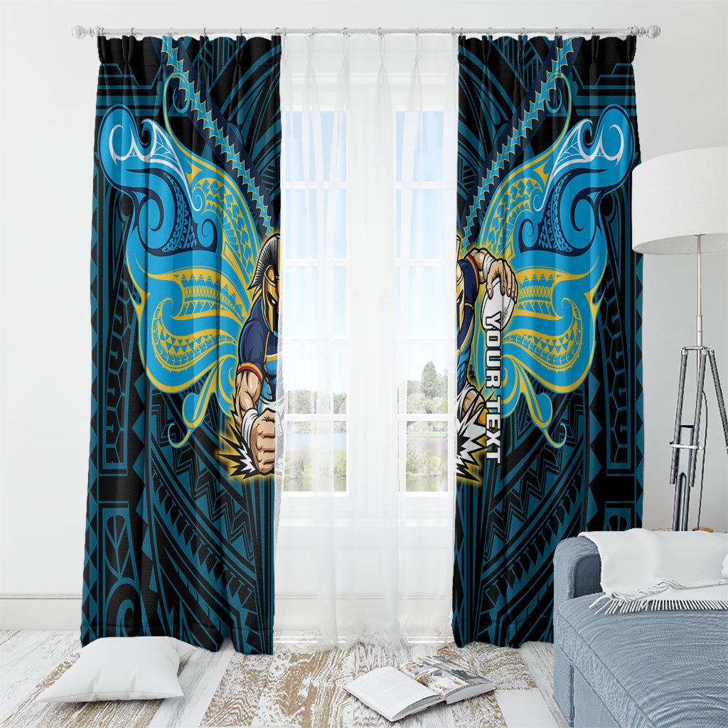 Custom Gold Coast Titans Window Curtain Titan Warrior Polynesia Islander Rugby Mascot