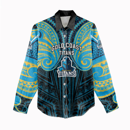 Custom Gold Coast Titans Women Casual Shirt Titan Warrior Polynesia Islander Rugby Mascot