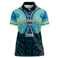 Custom Gold Coast Titans Women Polo Shirt Titan Warrior Polynesia Islander Rugby Mascot