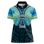 Custom Gold Coast Titans Women Polo Shirt Titan Warrior Polynesia Islander Rugby Mascot