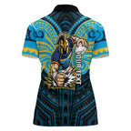 Custom Gold Coast Titans Women Polo Shirt Titan Warrior Polynesia Islander Rugby Mascot