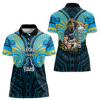 Custom Gold Coast Titans Women Polo Shirt Titan Warrior Polynesia Islander Rugby Mascot