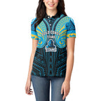 Custom Gold Coast Titans Women Polo Shirt Titan Warrior Polynesia Islander Rugby Mascot