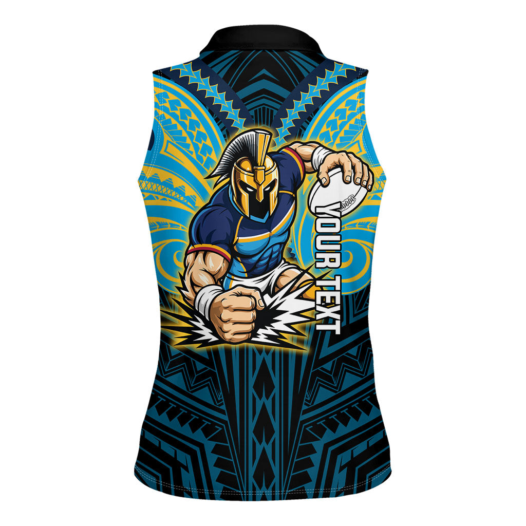 Custom Gold Coast Titans Women Sleeveless Polo Shirt Titan Warrior Polynesia Islander Rugby Mascot