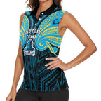 Custom Gold Coast Titans Women Sleeveless Polo Shirt Titan Warrior Polynesia Islander Rugby Mascot