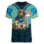 Custom Gold Coast Titans Women V-Neck T-Shirt Titan Warrior Polynesia Islander Rugby Mascot
