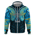 Custom Gold Coast Titans Zip Hoodie Titan Warrior Polynesia Islander Rugby Mascot