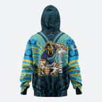 Custom Gold Coast Titans Zip Hoodie Titan Warrior Polynesia Islander Rugby Mascot