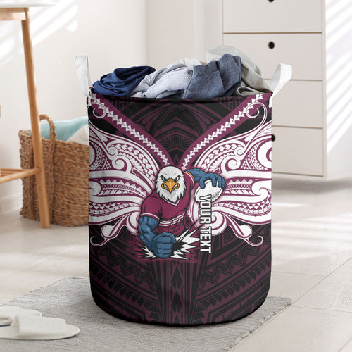 Custom Manly Warringah Sea Eagles Laundry Basket Sea Eagle Warrior Polynesia Islander Rugby Mascot