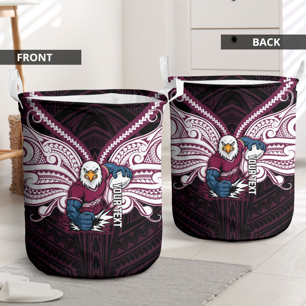 Custom Manly Warringah Sea Eagles Laundry Basket Sea Eagle Warrior Polynesia Islander Rugby Mascot