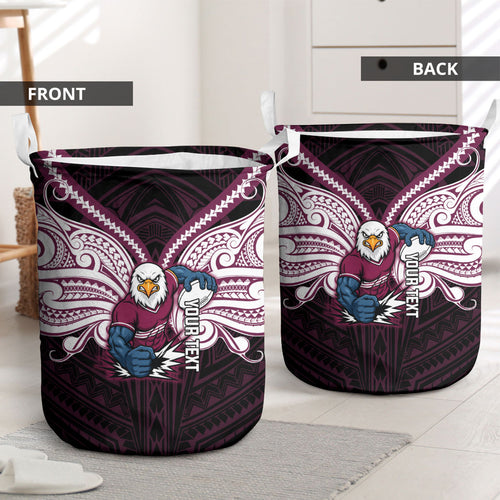Custom Manly Warringah Sea Eagles Laundry Basket Sea Eagle Warrior Polynesia Islander Rugby Mascot