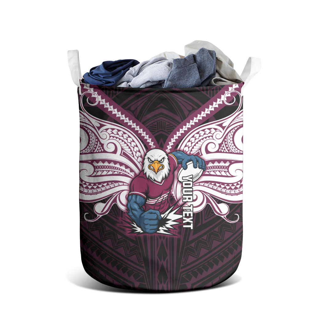 Custom Manly Warringah Sea Eagles Laundry Basket Sea Eagle Warrior Polynesia Islander Rugby Mascot