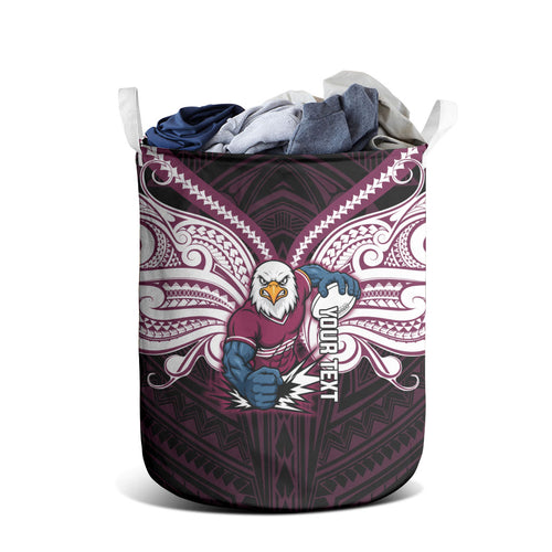 Custom Manly Warringah Sea Eagles Laundry Basket Sea Eagle Warrior Polynesia Islander Rugby Mascot