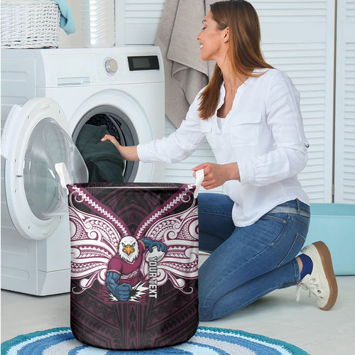 Custom Manly Warringah Sea Eagles Laundry Basket Sea Eagle Warrior Polynesia Islander Rugby Mascot