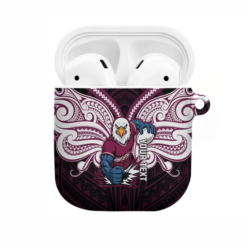 Custom Manly Warringah Sea Eagles AirPods Case Sea Eagle Warrior Polynesia Islander Rugby Mascot