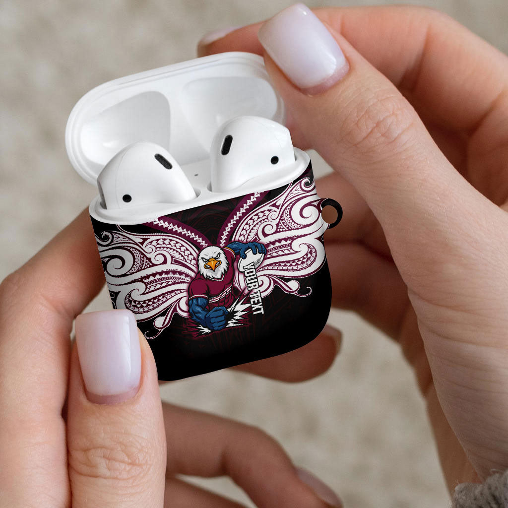 Custom Manly Warringah Sea Eagles AirPods Case Sea Eagle Warrior Polynesia Islander Rugby Mascot