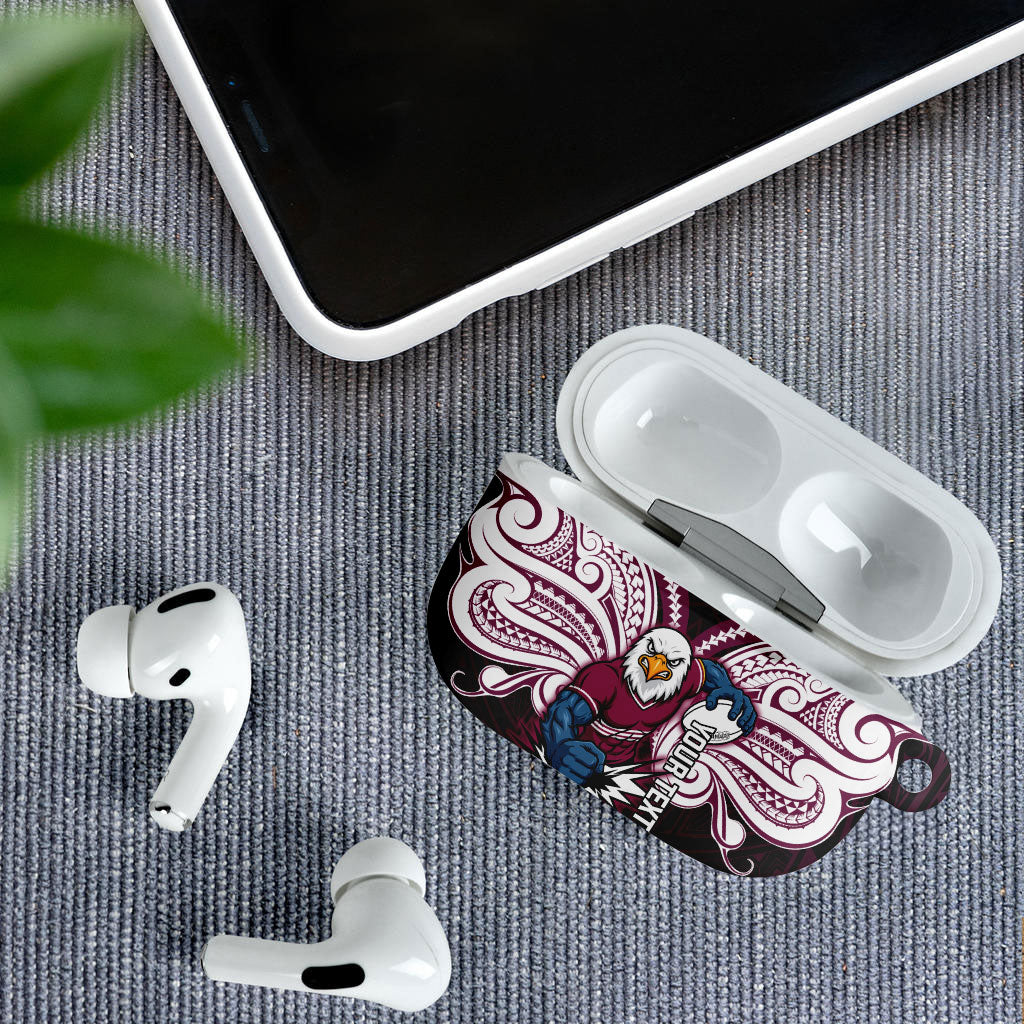 Custom Manly Warringah Sea Eagles AirPods Case Sea Eagle Warrior Polynesia Islander Rugby Mascot