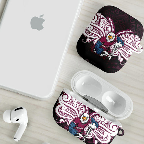 Custom Manly Warringah Sea Eagles AirPods Case Sea Eagle Warrior Polynesia Islander Rugby Mascot