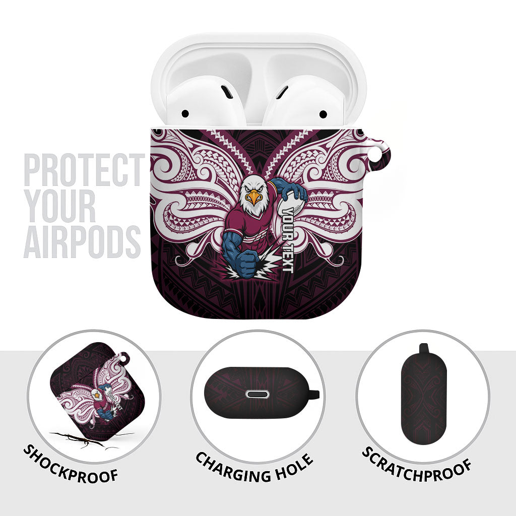 Custom Manly Warringah Sea Eagles AirPods Case Sea Eagle Warrior Polynesia Islander Rugby Mascot